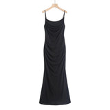 Fashion Women's Dress In Summer French Style Pure Wind Suspender Pleated Micro-Elastic Body-Fitting Hip Dress Fishtail Dress-Outfit