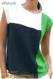 2023 Women Summer Blouses Shirts Tops Casual Sweet O-Neck Patchwork Female Elegant Street Linen Top Clothing-Outfit