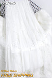 Women Beaded Petal Mid-length Ruffles Mesh Pleated Skirts Elegant High-waisted Fairy A-line Long Tulle Skirts QT1682-Outfit