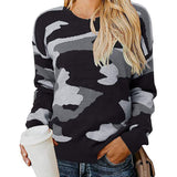Sweater Women Autumn And Winter New Camouflage Leopard Sweater Round Collar Knitted Shirt