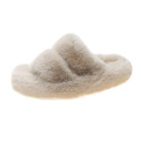 Fluffy Home Slippers Women Faux Fur Slippers Cozy Furry Slides Open Toe Slip on Soft Slippers House Floor Plush Warm