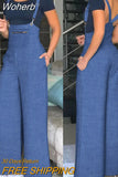 Design Wide Leg Suspender Jumpsuit Women Sleeveless High Waist Overall Pants Jumpsuits Soid Color Summer 703-0-Outfit