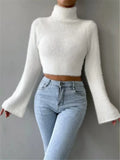 And Winter New Women's Sweater High-Neck Short-Sleeved Long-Sleeved Solid Anti-Sting Knitted