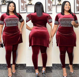 African Dresses for Women 2 Piece Set Dashiki Diamonds Dress Pants African Clothes Bazin Riche Famous Suit Vetement Femme-Outfit