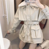 New Slim Waist Strap Women Pu Coat Autumn Winter Fluff Collar Pocket Female