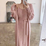 Autumn Sweater Dress Woman Korean Chic Elegant Argyle Knitting Dress Female Korean Khaki Knit Dresses Woman