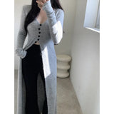 Ins Design Long Sleeve V-Neck Knitted Dress