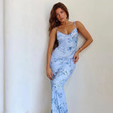 sexy Y2K Clothes Floral Print Sleeveless Backless Bodycon Maxi Dresses For Women 2024 Club Birthday Party Elegant Dress-Outfit