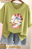 100% Cotton M-6XL T Shirt Japanese Cartoon Anime Tshirt Short Sleeve Women's Top Summer Couple V Neck Oversized T Shirts-Outfit