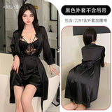 Night Swearing Suit Deep V Sexy Lace Perspective Sling Pyjamas Open Home Red Pyjamas Tempting