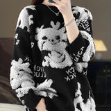 Woherb Of The Dragon This Year Lady Sweater 2024 Spring Festival New Towel Embroidered Jacquard Bottom Shirt Gentle Wind Short Jacket-Outfit