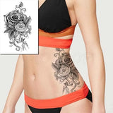 Temporary Tattoo Stickers Sexy Rose Heart-shaped Wreath Fake Tatto Waterproof Tatoo Back Leg Arm Belly Big Size for Women