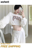 Women Crops Y2k Autumn Slim Vintage Mujer Lady All-match Club O-neck Secy Popular College Ins School Girls Harajuku-Outfit