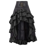 Women's New Wish Retro Solid Color Before The Short And After The Long Irregular Splicing Lotus Leaf Side High-Waisted Splicing Cake