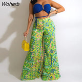 Women Casual Loose Wide Leg Pants Chic Funny Printed Trousers-Outfit