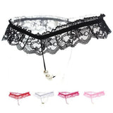 Sexy De Pup Lace Women's T-Thing Thong Trousers Pearl Panties Massage Lingerie Open-File Underwear T-Perspective