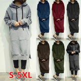 Long Hoodies Autumn Winter Loose Hooded Sweatshirts Casual Oversized Sweatshirt Baggy Pullovers Dress 7 Colors Plus