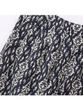 2023 Women Summer Straight Pants Vintage Floral Print Elastic waist Female Elegant Street Pant Trousers Clothing-Outfit