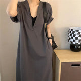 Woherb Size 300 Catties Fat Mm French Hepburn Wind Zipper Dress Female Loose Show Thin Cover Belly Casual Long Skirt 2-Outfit