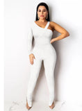 Ribbed Irregular Bodysuit and Pants 2 Piece