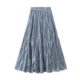 Luxury Light Pressure Folded Skirt Women's Spring And Autumn New Station Big Swing Thin Folded A Skirt