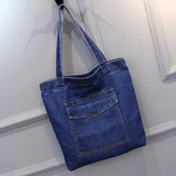 2022 New Large Capacity Women Shoulder Bags Wild Casual Handbag Street Canvas Denim Shoulder Bag Solid Color Zipper Shopping