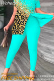 Women Spring Summer Geometric Print Split Hem Top & Pants Set 2pcs Clothes Suit Fashion Casual-Outfit