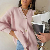 V Neck Oversized Cardigan for Women 2021 Autumn Winter Fashion Long Sleeve Knitted Casual Women's Cardigans