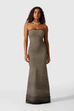 Summer New Temperament Strapless Dress Knit Stripe Sexy Slim Bag Hip Dress-Outfit