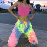 Neon Tie Dye Joggers High Waist Long Baggy Pants Women Sweatpants Loose Trousers 2020 Winter Fall Streetwear Clothes-Outfit