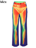Gorgeous Print Women Pants Cotton Hipster Cool Y2K Punk Street Style Trousers High Waist Slim Female High Streetwear