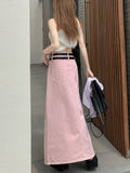 Denim Skirts Women Sweet Loose Casual High Waist Do Old Spring All-match College Daily Ulzzang Style Fashion Washed Classic-Outfit
