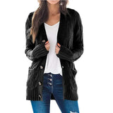 Long Sleeve Size Cardigan Knitted Women's Mid-length