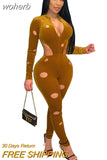 Hole Velvet Jumpsuit Fall Winter Xmas Clothes for Women Elegant Cut Out Zipper Long Sleeve Pants Playsuit Romper Overalls-Outfit