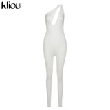 Kliou One Shoulder Sexy Cut Out Rompers Womens Jumpsuit 2021 Streetwear Solid Backless Active Wear Skinny Slim Jumpsuits