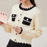 Woherb Fragrant Wind Bump Color Knit Sweater Cardigan Coat Woman Korean Version Temperament Loose And Sweet Soft Waxy Sweater Woman-Outfit