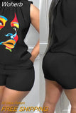Outifits 2023 NEW Chain Print Casual Tank Top & Shorts Set of Two Fashion Casual Pieces for Women Tracksuits Elegant-Outfit