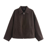 Autumn Fashion Three-Color Solid Color Zipper Hair Coat Women's Clothing