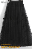Women 3 Layer Polka Dot Tulle Ball Gown Skirt Elegant Elastic Waist Mesh A-line Tutu Skirt For Spring Summer QT2147-Outfit