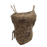 Wasteland Hottie Wearing Sling Vest To Do Old Hole Tie Dye With Chest Cushion Short Sleeveless Top