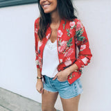 Floral Print Jacket Autumn Retro Plus Size Zipper Woman Bomber Jacket Casual Streetwear Long Sleeve Ladies Outerwear