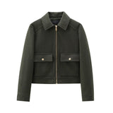 Women's Dress 2025 Autumn Zipper Collar Long-Sleeved Jacket Baseball Jacket Women