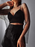 One Summer] Hollow Diamond Hooded Woman | Fashion Personality Out Of The Street Party Breathable