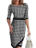 Independent Station Large-Size Women's Dress New Round-Neck Printed Fashion Dress-Outfit