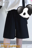 Women Black Ulzzang Trendy Ins New Arrival Summer All-match Simple Feminine Couple Unisex Leisure Trouser Popular Student-Outfit