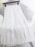 High Waist Solid Color Pleated Skirts Women's Mid-length Casual Skirt For Spring Summer QT1814-Outfit