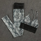 Fashion Fitness Gym 2 Piece Set Women Sexy Snake Elastic Tracksuit Sportswear Thin Soft Workout Bra and Leggings