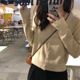 Woherb Autumn Dress 2024 Korean Version Loose Short Money With Long Sleeve Small Knit Cardigan Coat Female Thin Money-Outfit
