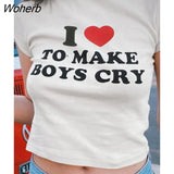 Graphic Aesthetic Crop Top Harajuku Kawaii Short Sleeve T-Shirt Women Summer 2000s Heart Letter Print Tees Streetwear-Outfit