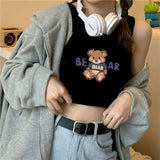 kawaii women's tube top tank vest bottoming underwear women cute prints slim short cropped clothes Korean summer corset